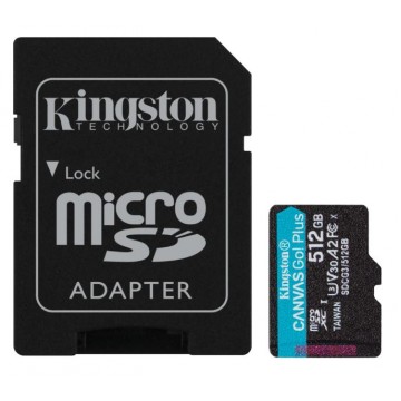 Card memorie Kingston Canvas GO Plus, 512 GB, MicroSD, Clasa 10